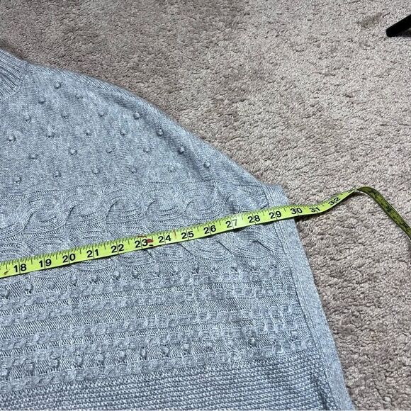 Talbots Mock Neck Poncho Sweater Womens Gray Cable Knit Wool Blend Size M - Picture 4 of 8